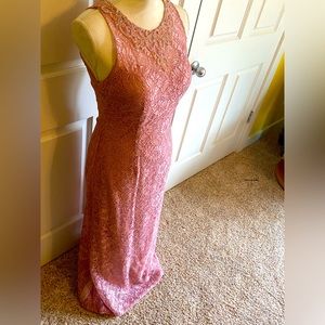 Jade Couture NWOT Pink lace floor length Evening Gown size 6 altered-shortened